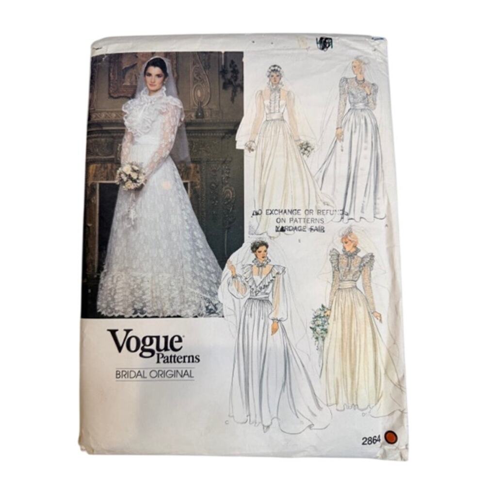 Vtg 1980 Vogue Bridal Original 2864 Wedding Dress Gown Pattern Sz 8 Uncut FF